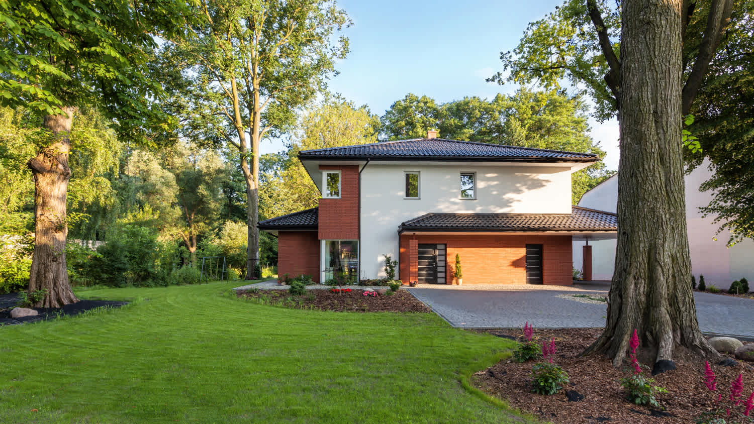 beautiful house surrounded by healthy trees