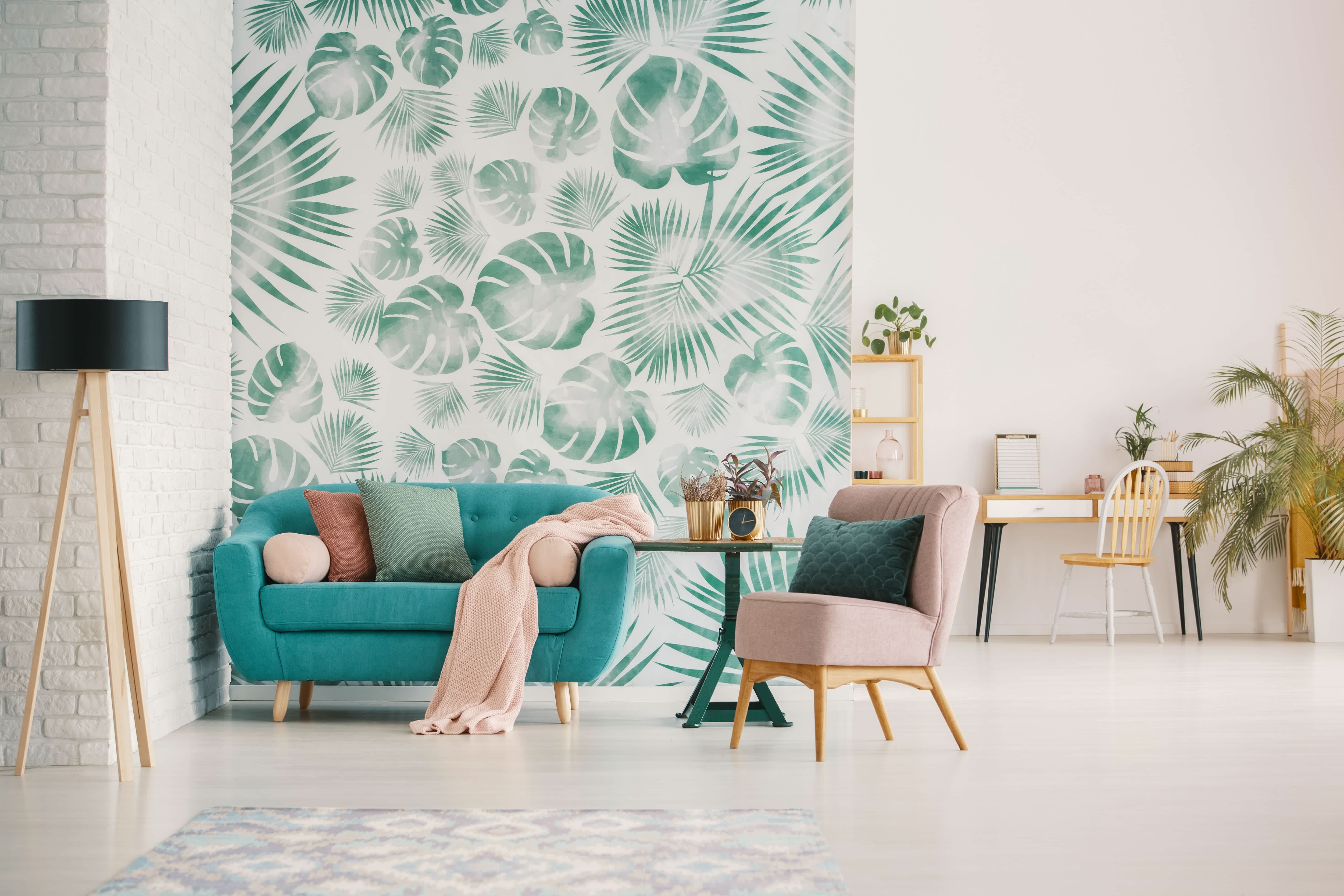 Tapestry room divider in living room