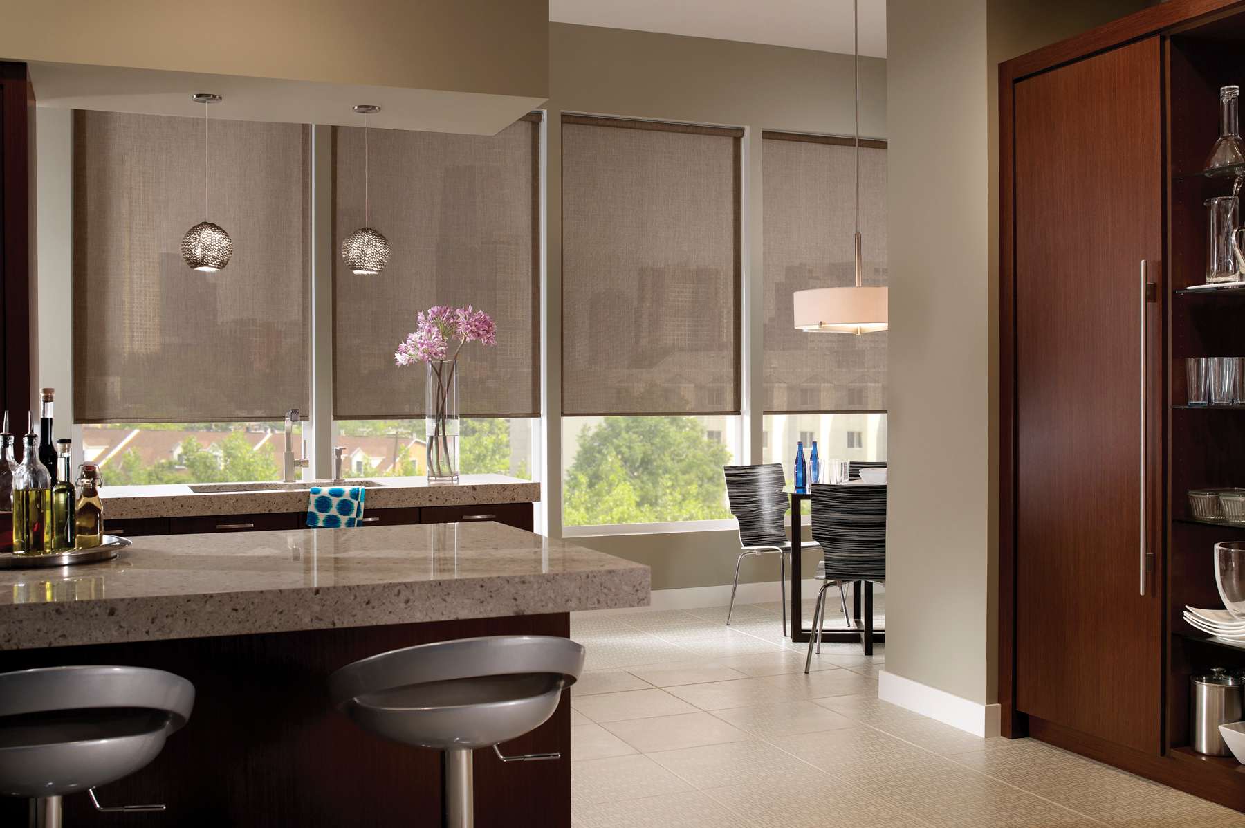 roller solar shades in kitchen