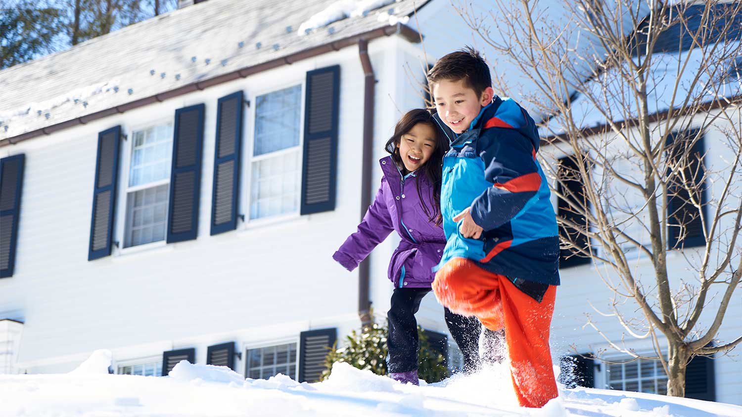 Children playing in snow