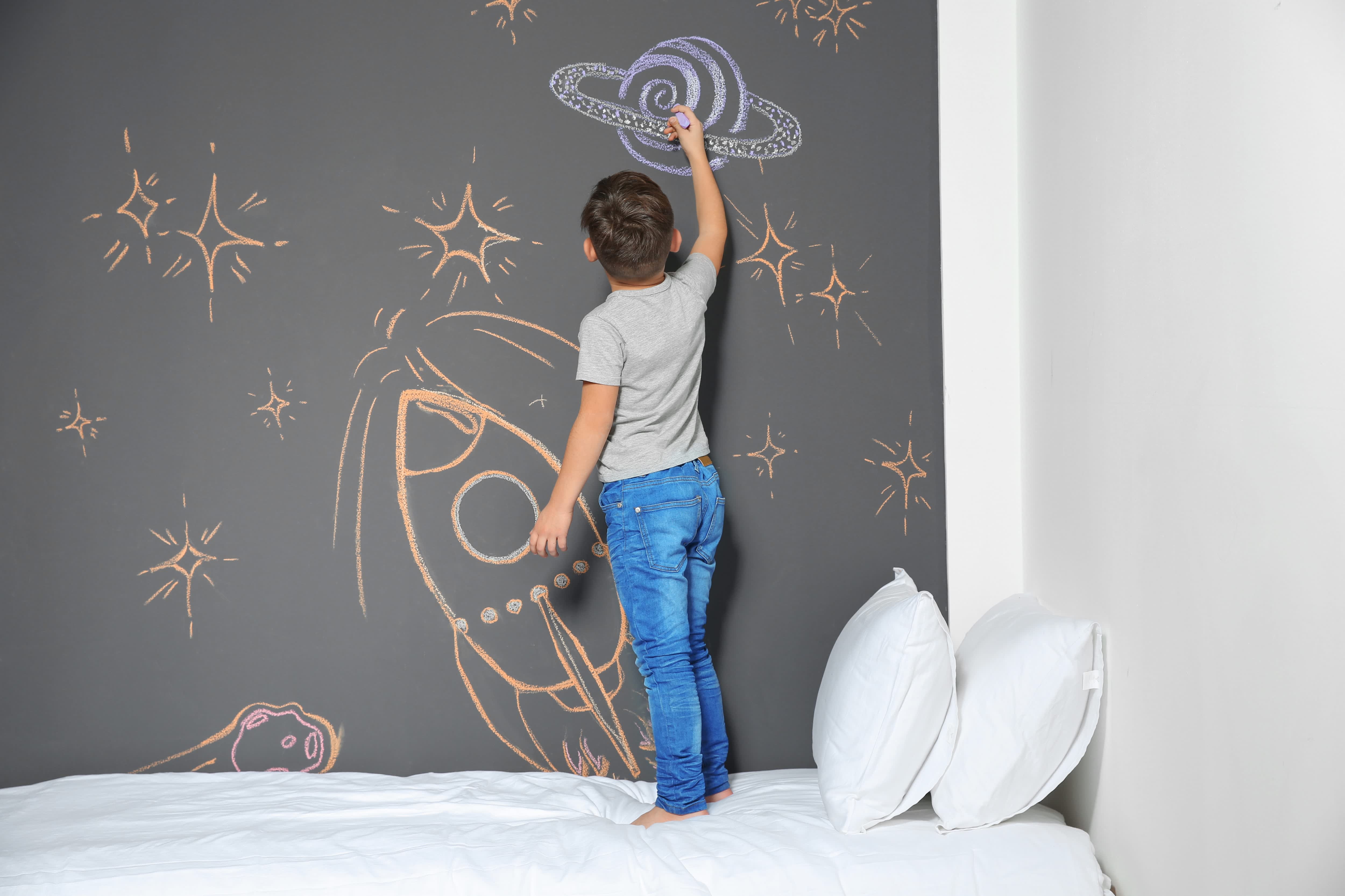 Chalkboard paint accent wall kids room