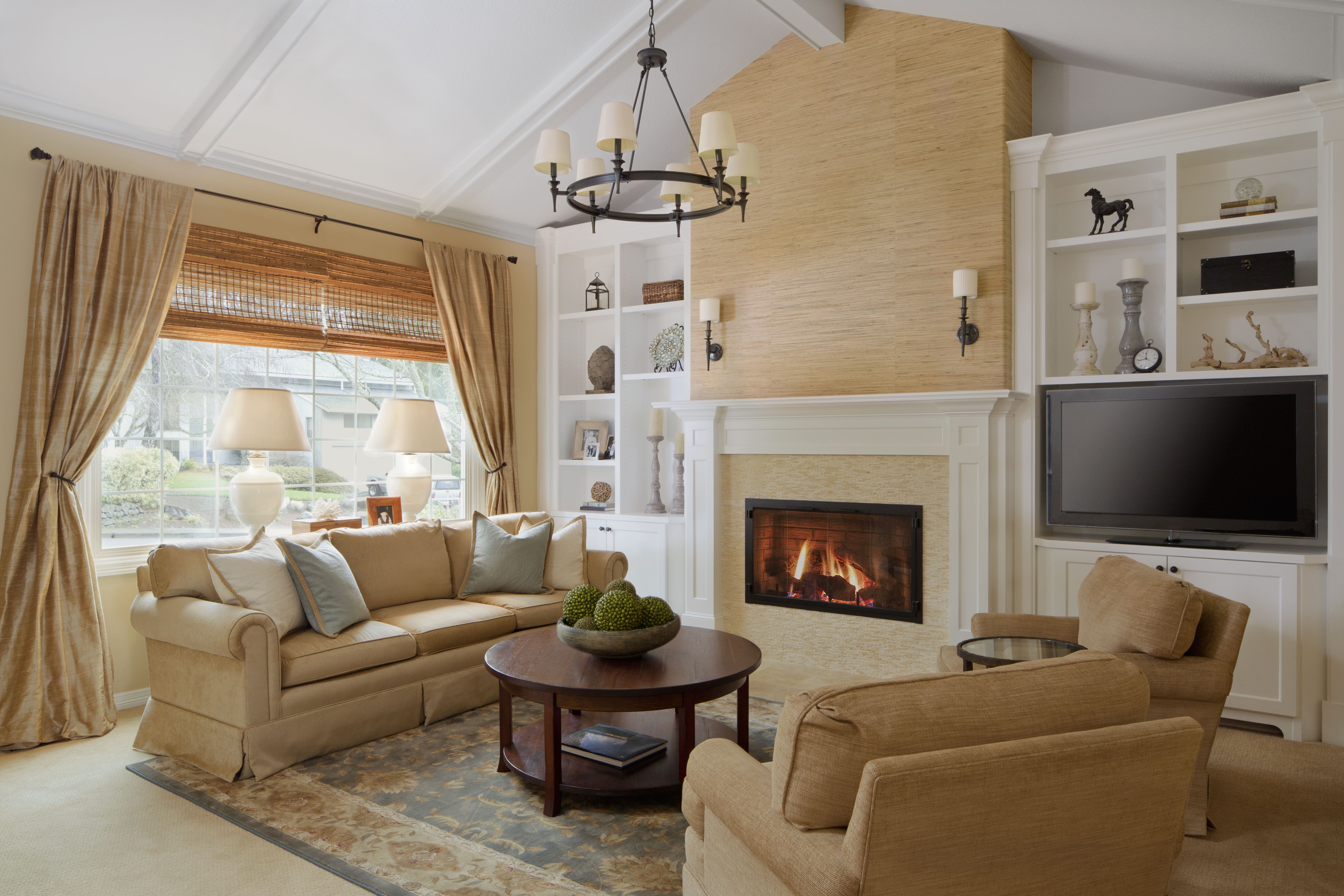 Living room fireplace accent wall