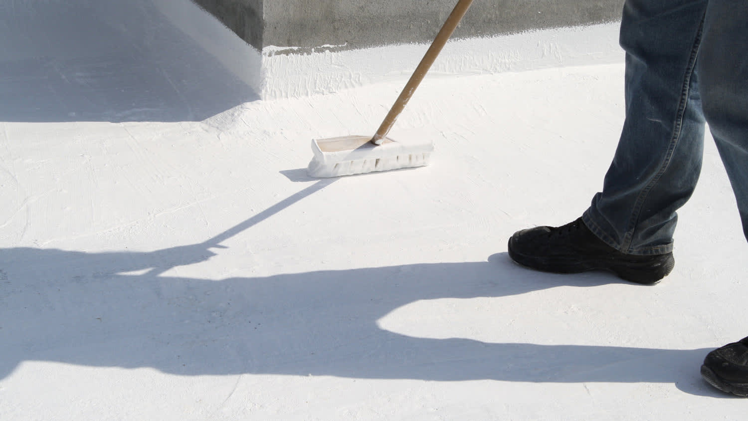 Detail of a professional coating a rooftop