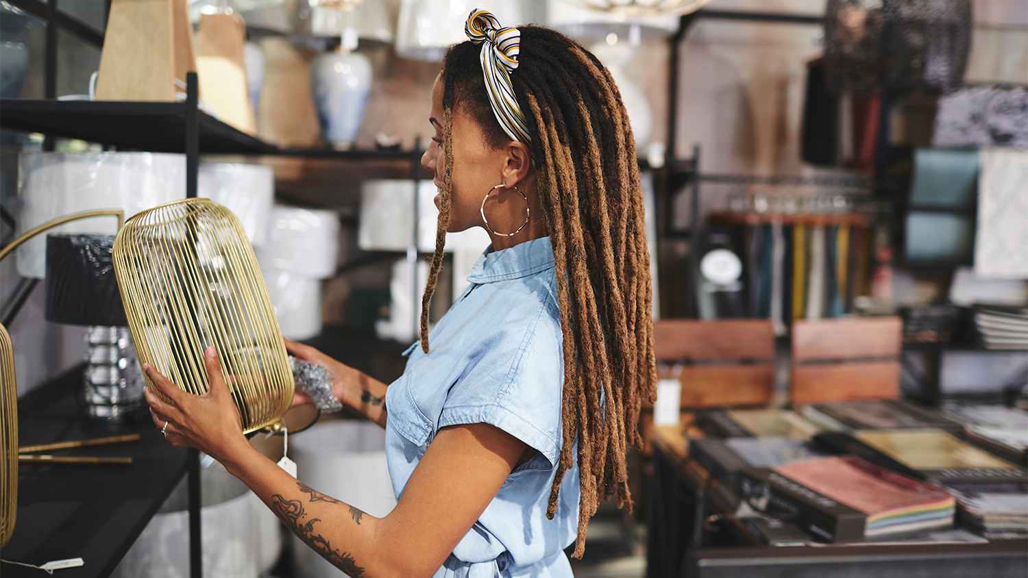 Woman shopping in home decor shop