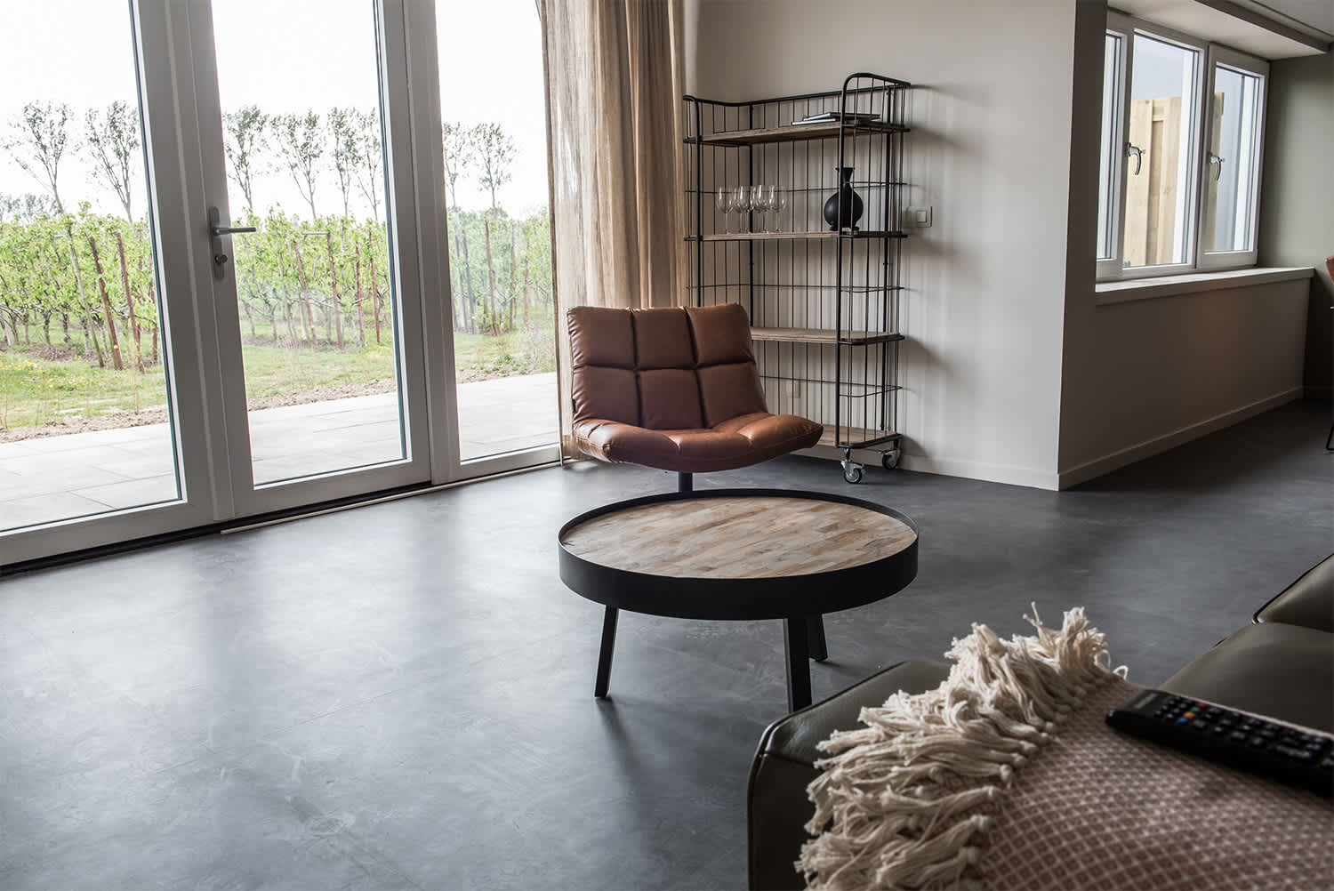 Home sitting area with a marmoleum floor