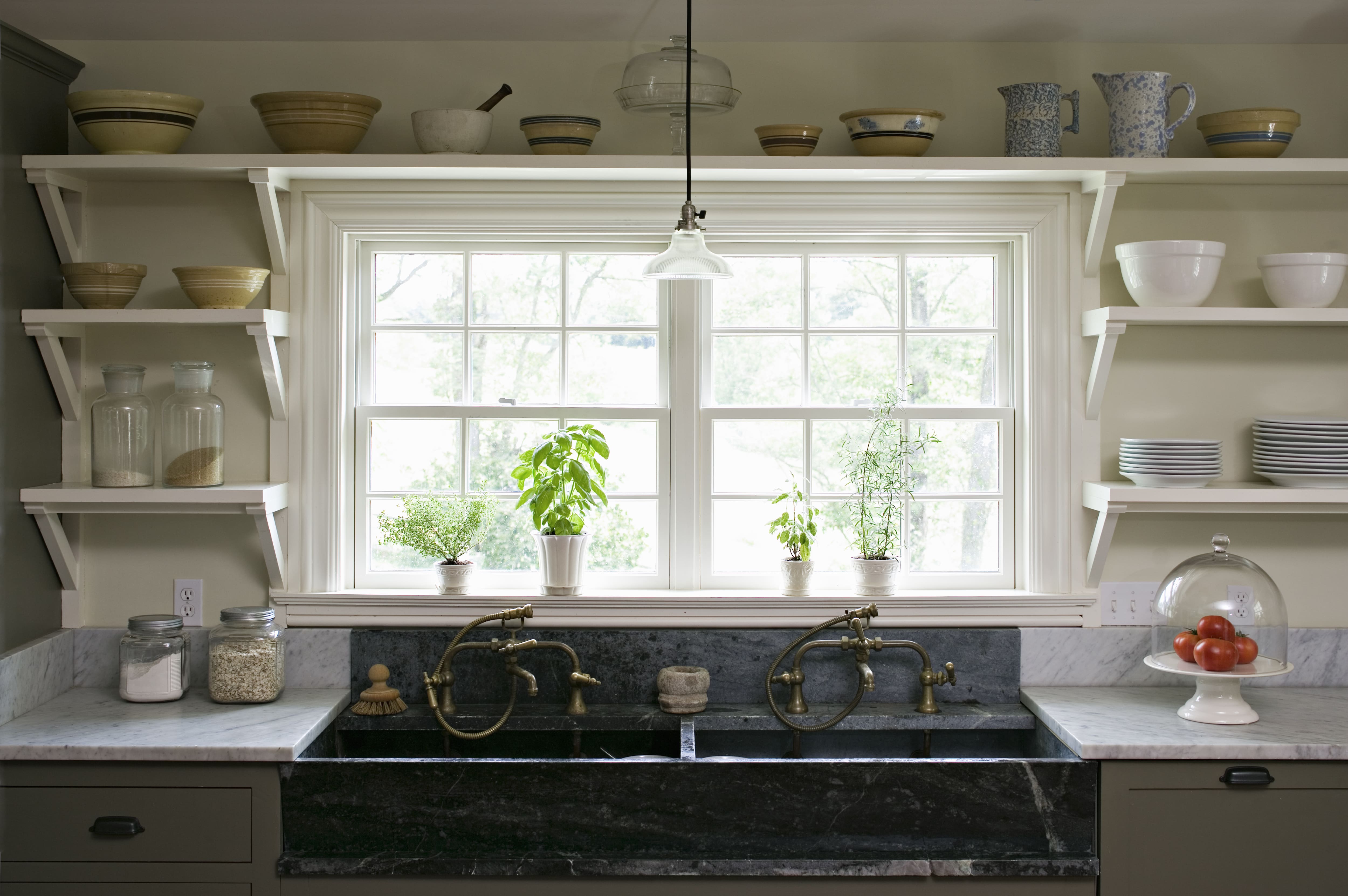 Modern kitchen with open shelving