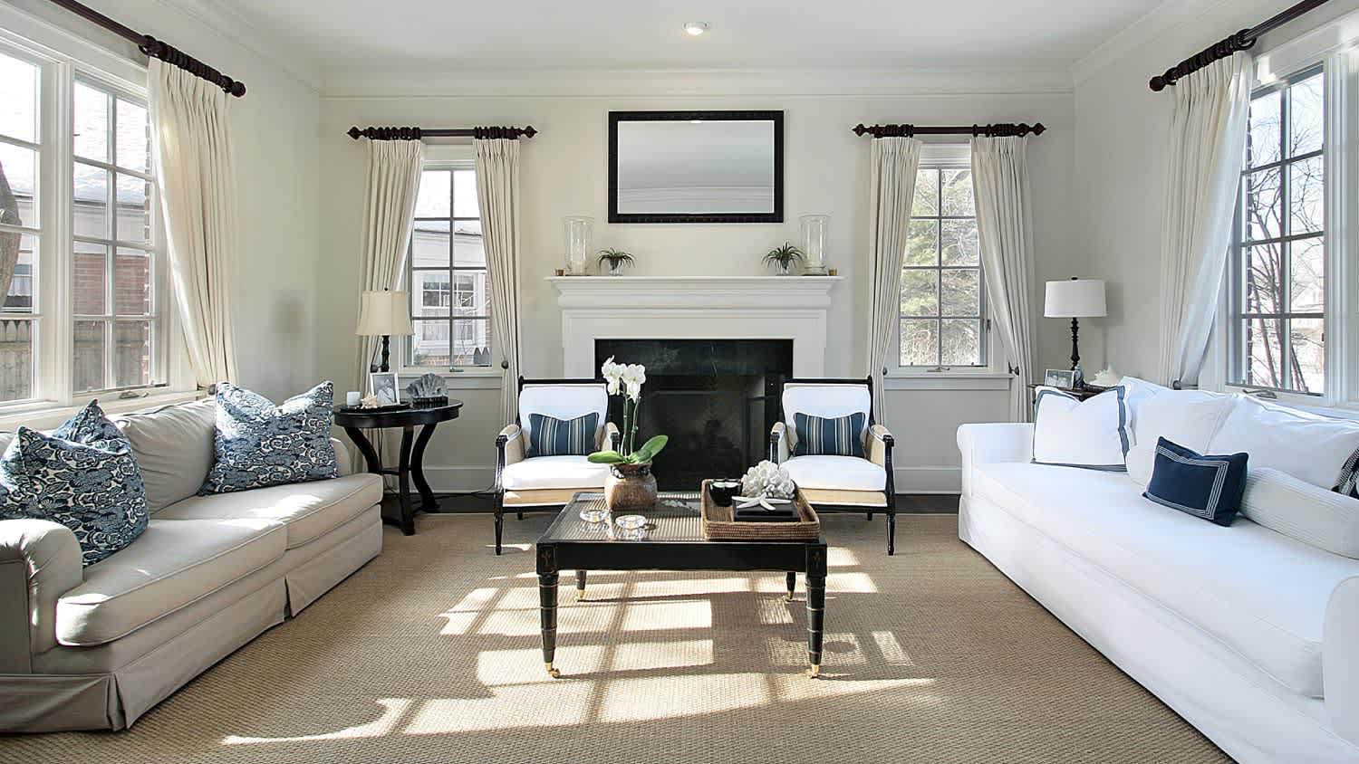 A beautiful living room interior with carpet