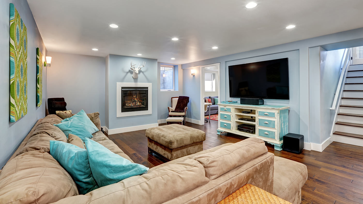 Basement living room interior