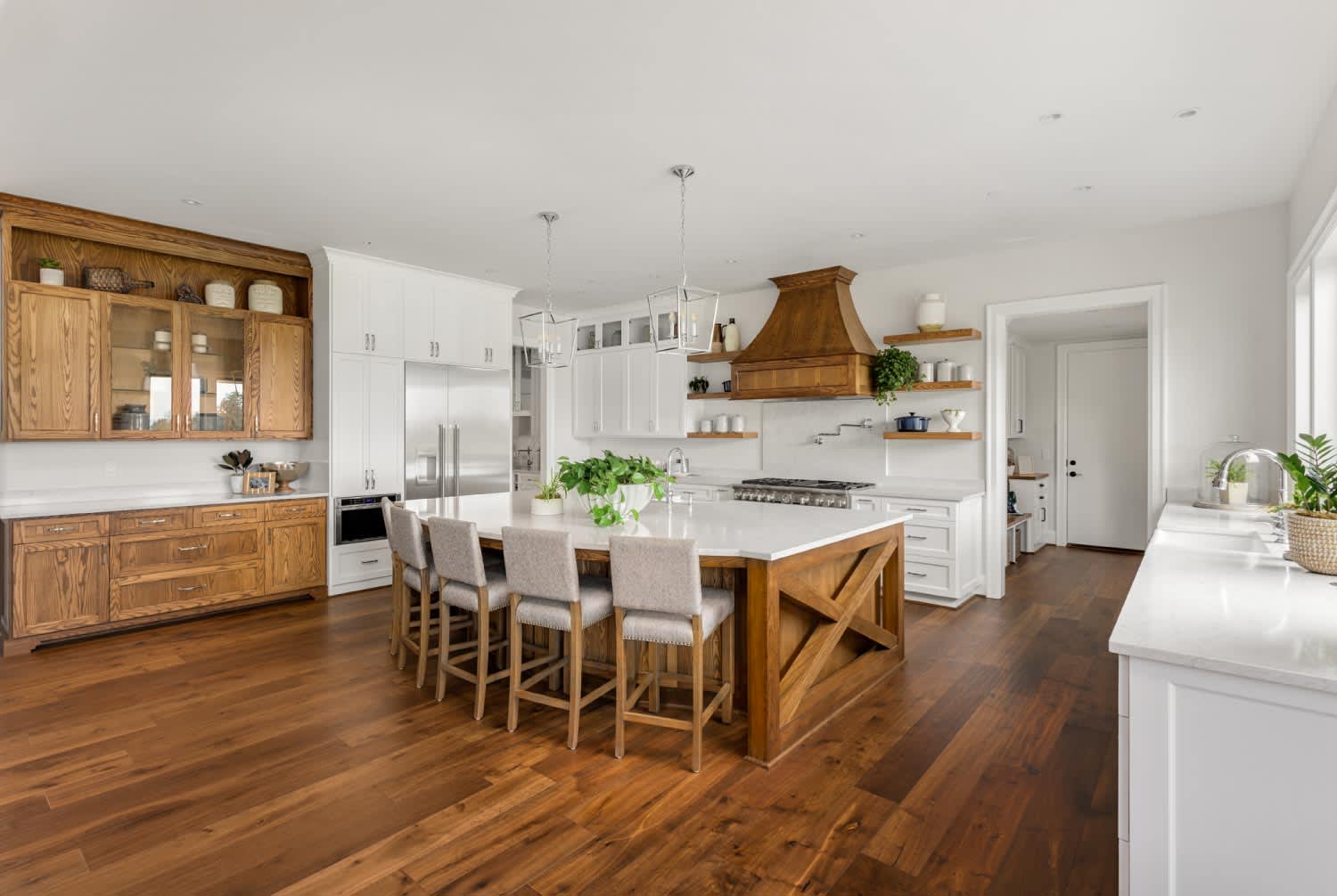 luxury kitchen with wood cabinets