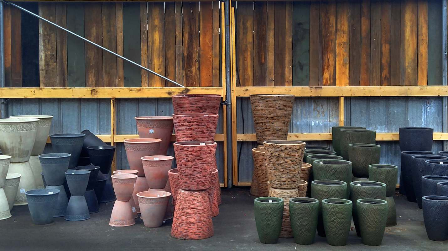 stacked plastic pots