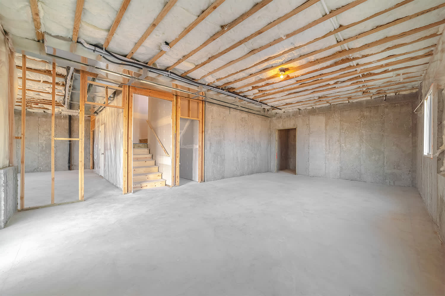 Unfinished basement under construction