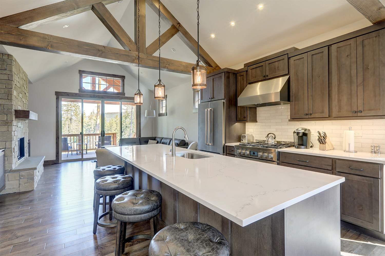 Rustic kitchen with vaulted ceiling