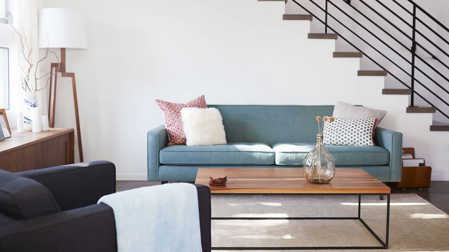 Upholstered furniture in living room