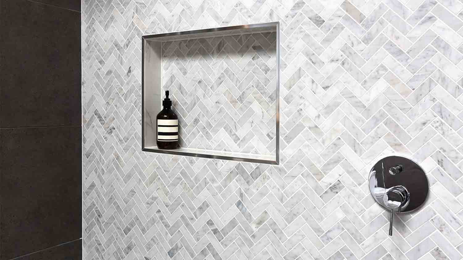marble tiles shower niche/ shelf