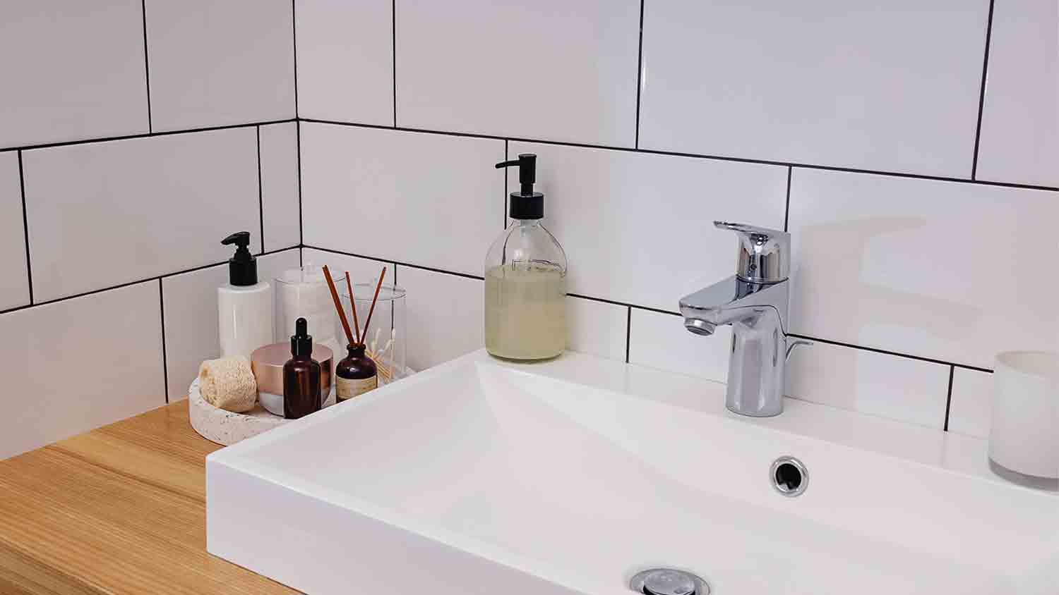 luxurious bathroom essentials on sink