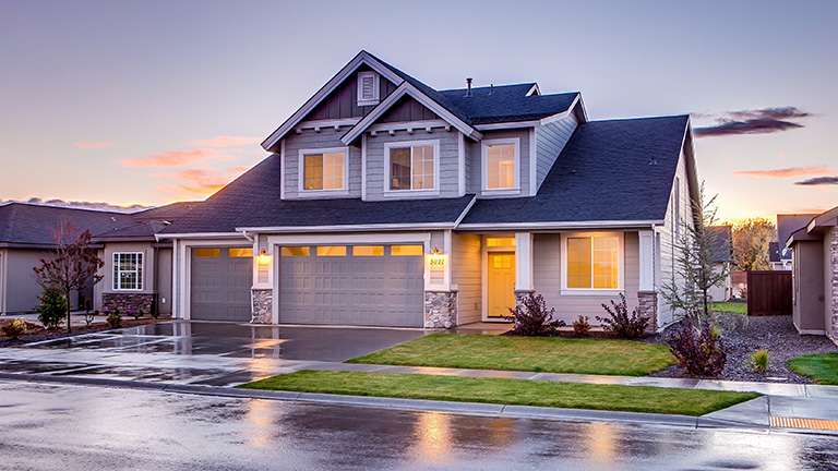 A house at sunset