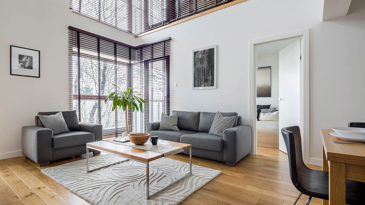 Classic living room with hardwood floor
