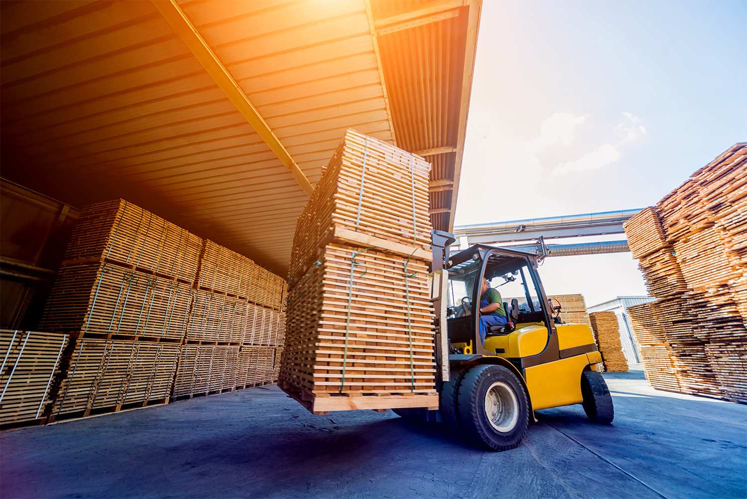 Lumber being moved to storage