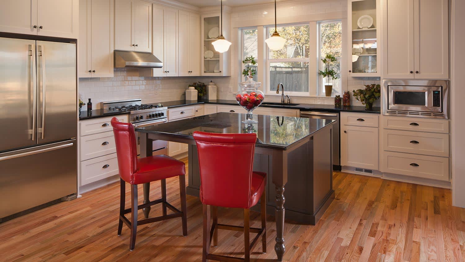 Updated kitchen with microwave in cabinetry