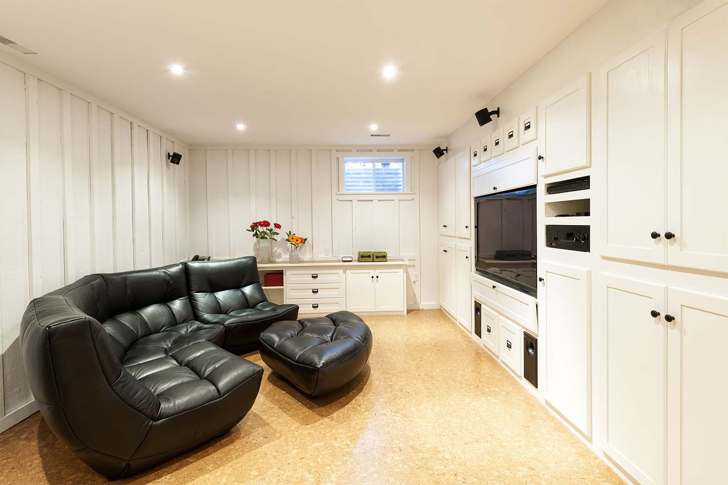 modern finished basement