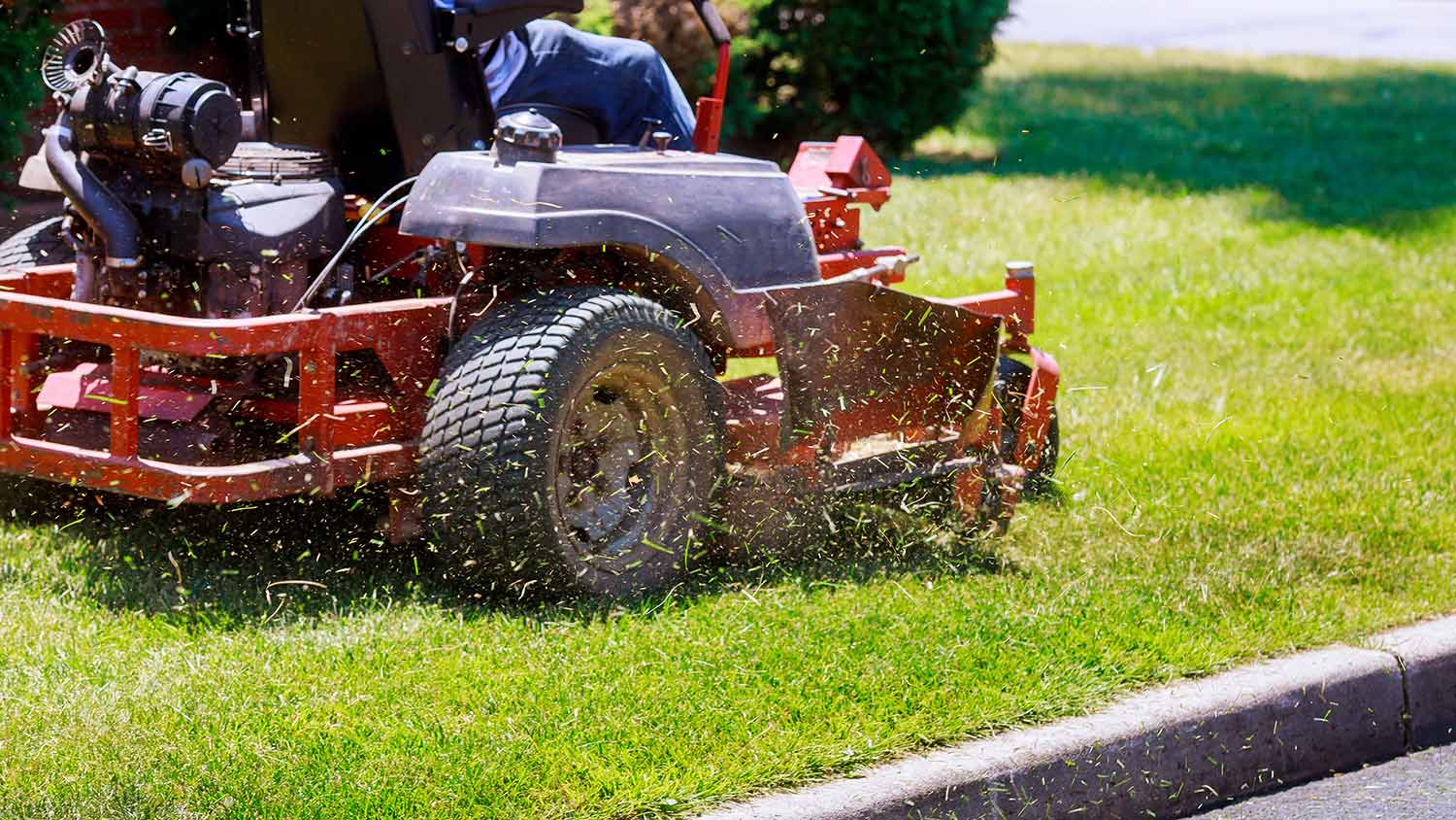 Mowing with zero turn lawn mower
