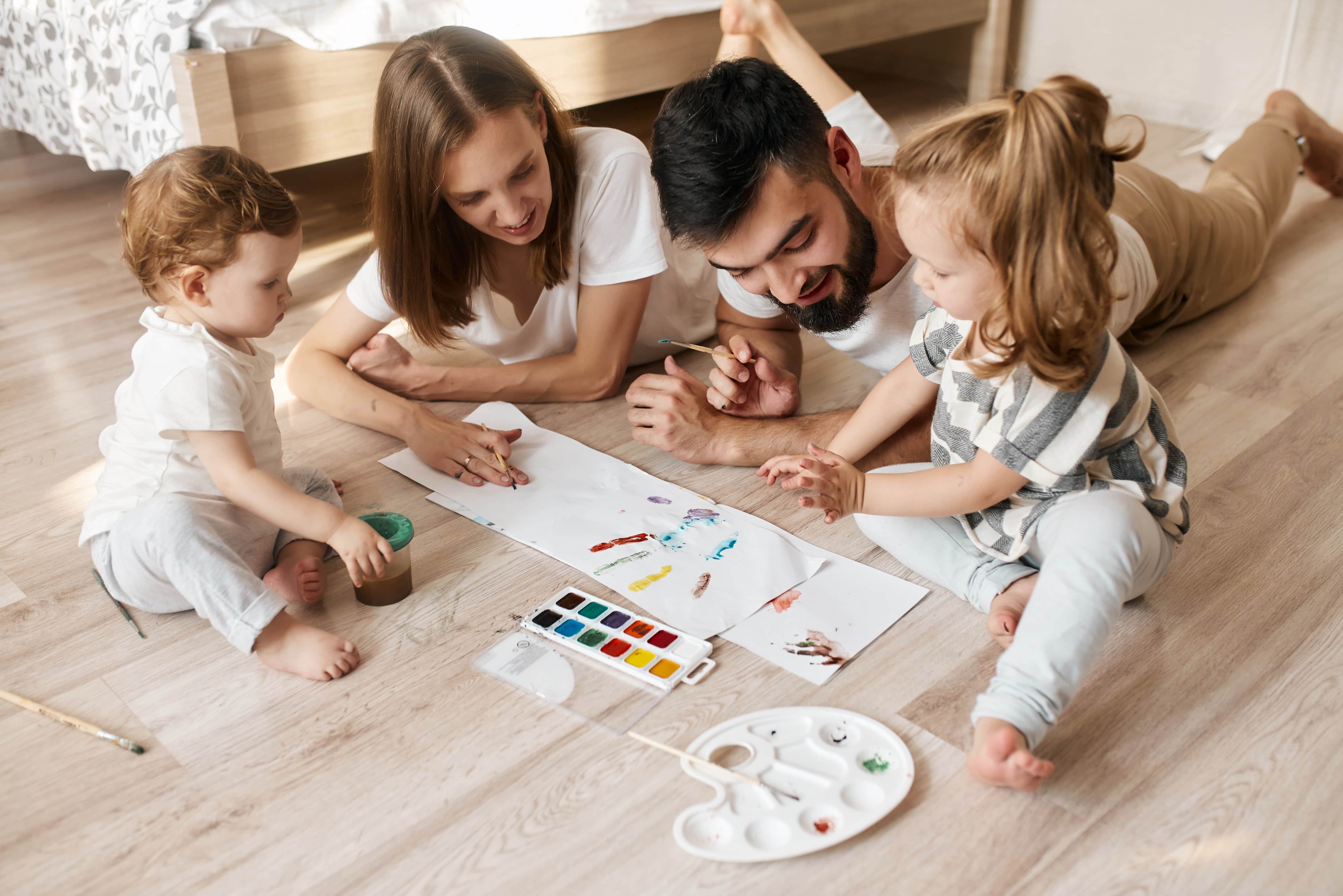 Family painting together