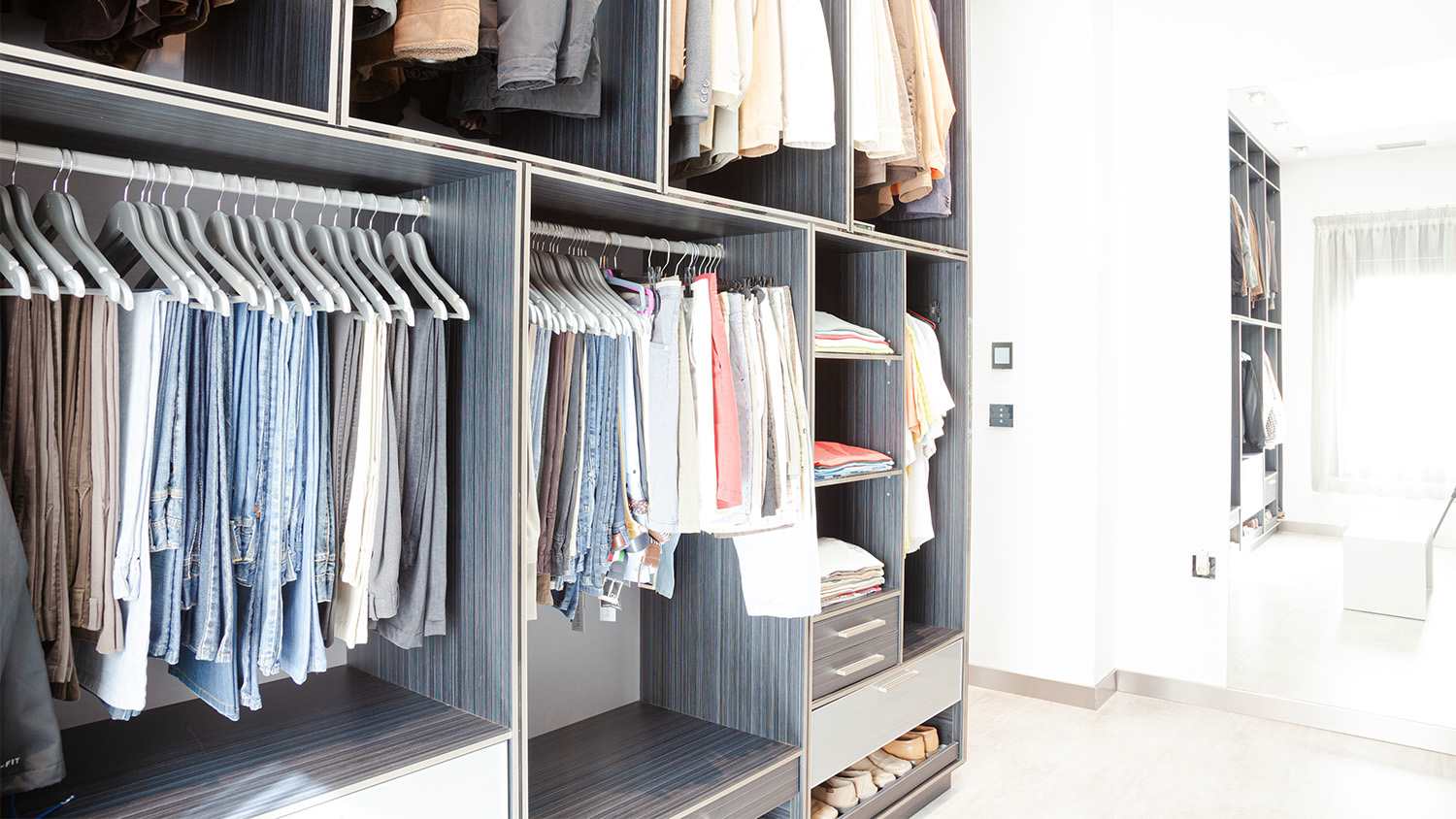large closet with matching hangers