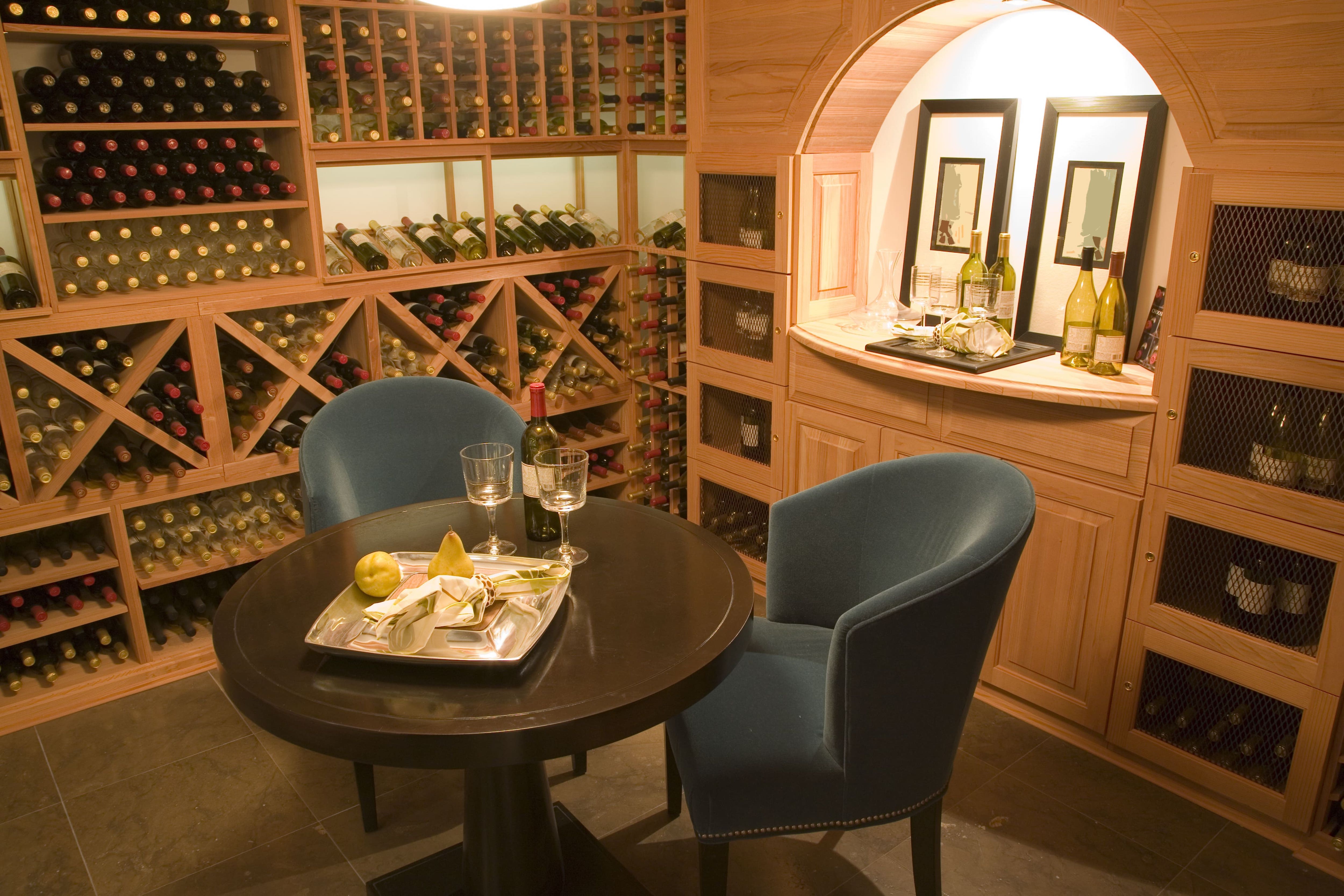 Wine cellar with table and chairs