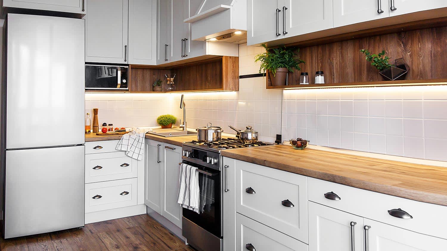 Kitchen with modern cabinets and stainless steel appliances