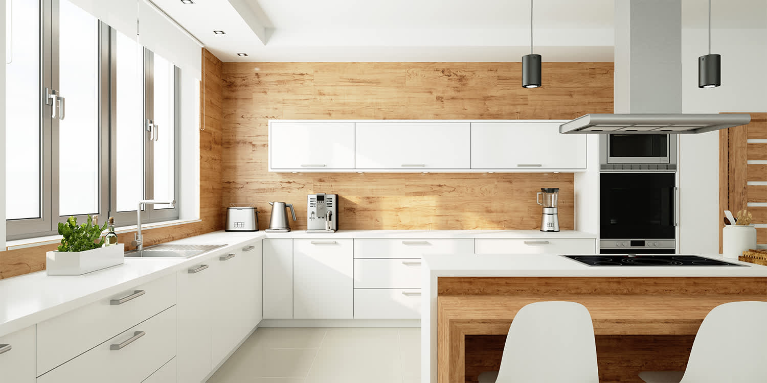 Modern kitchen in open floor plan home