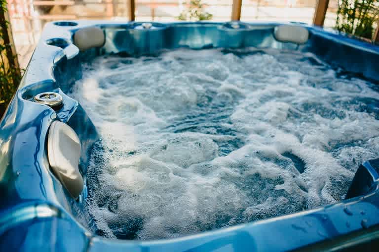 Closeup of hot tub