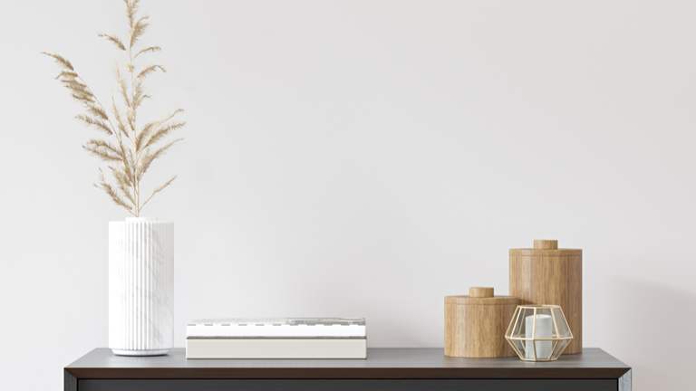 dresser with vases and plants