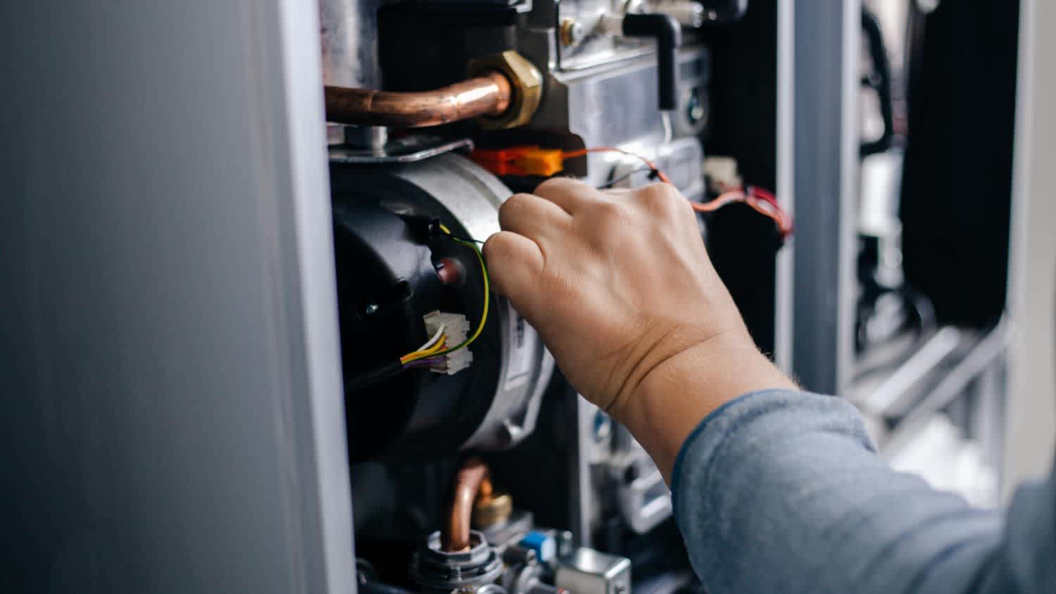 A close up of a heat pump