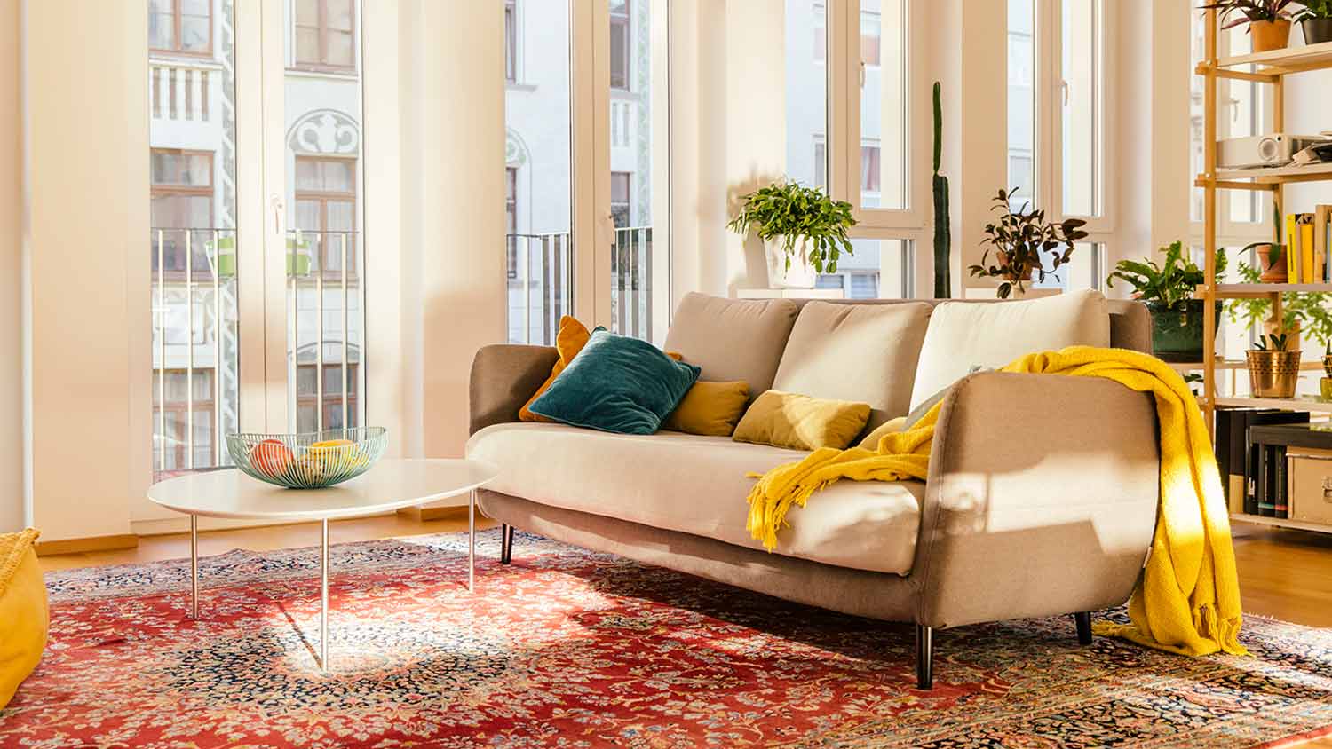 Persian rug in living room apartment