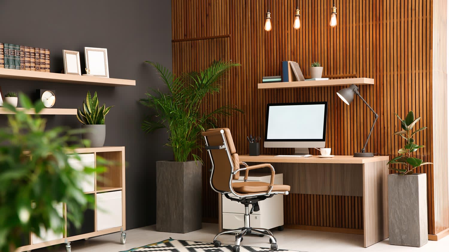 A garage turned into an office space