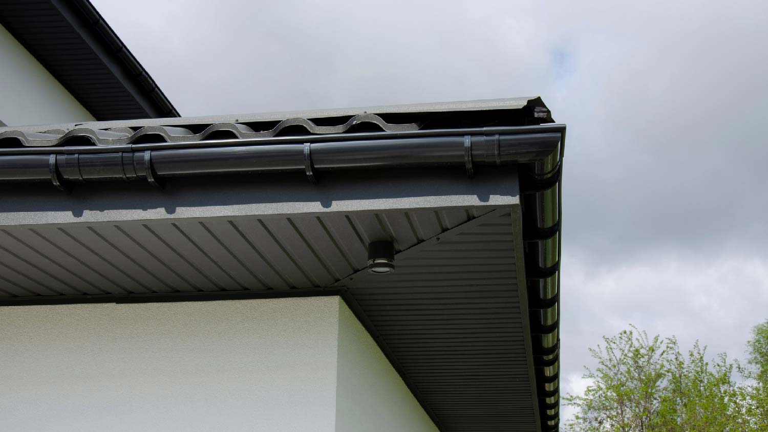 None A black vinyl soffit