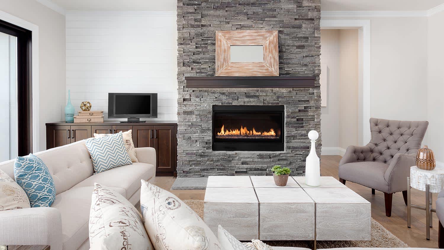 Fireplace in luxury home