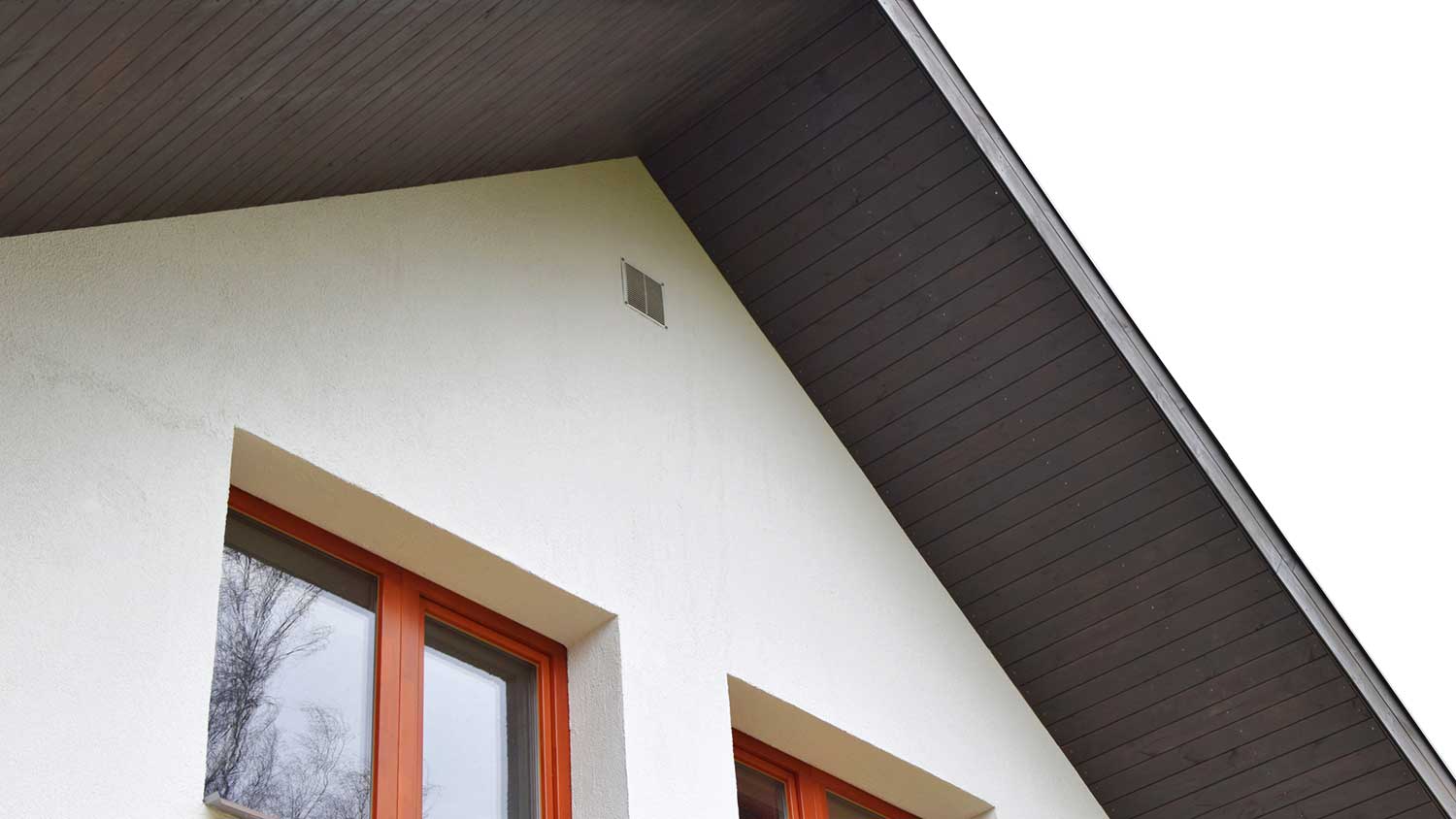 None Closeup of a wood soffit installed on a modern house