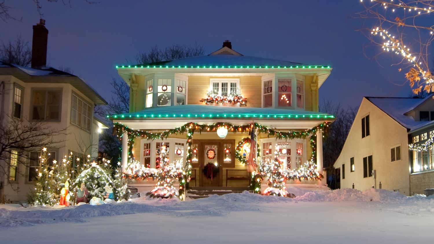 None Christmas lights on a house