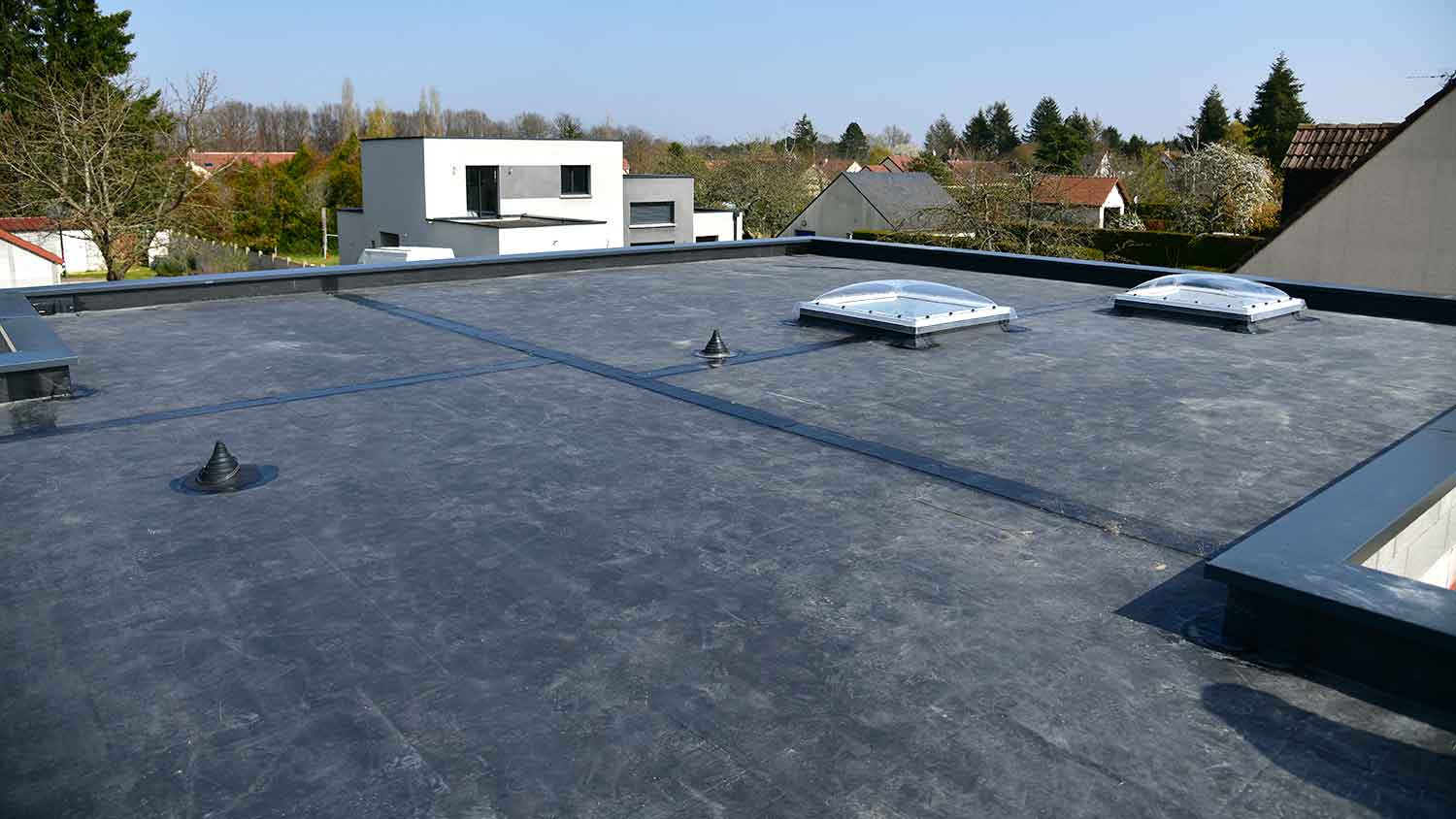 None epdm membrane installed on a flat roof