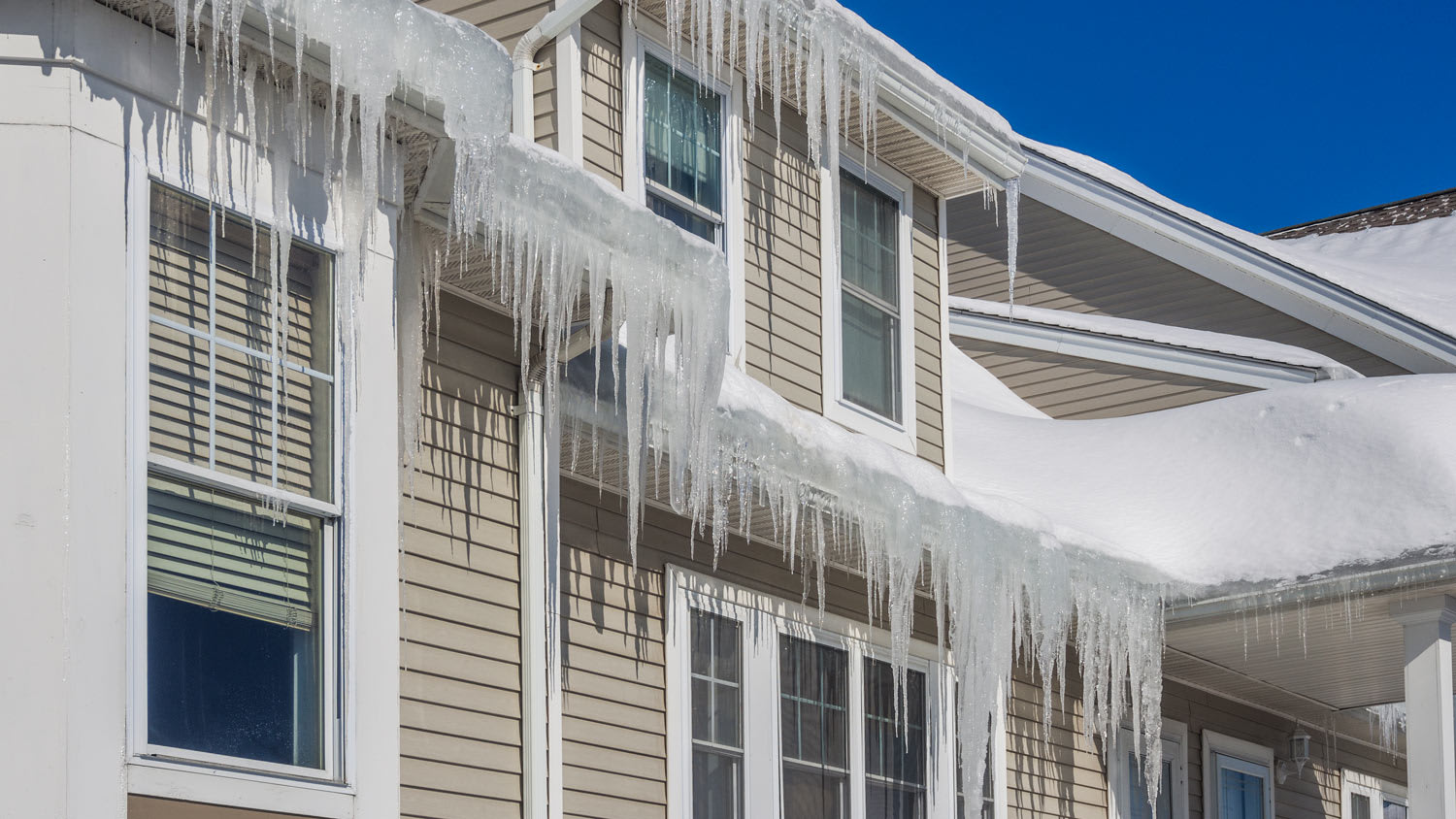 House roof covered in ice