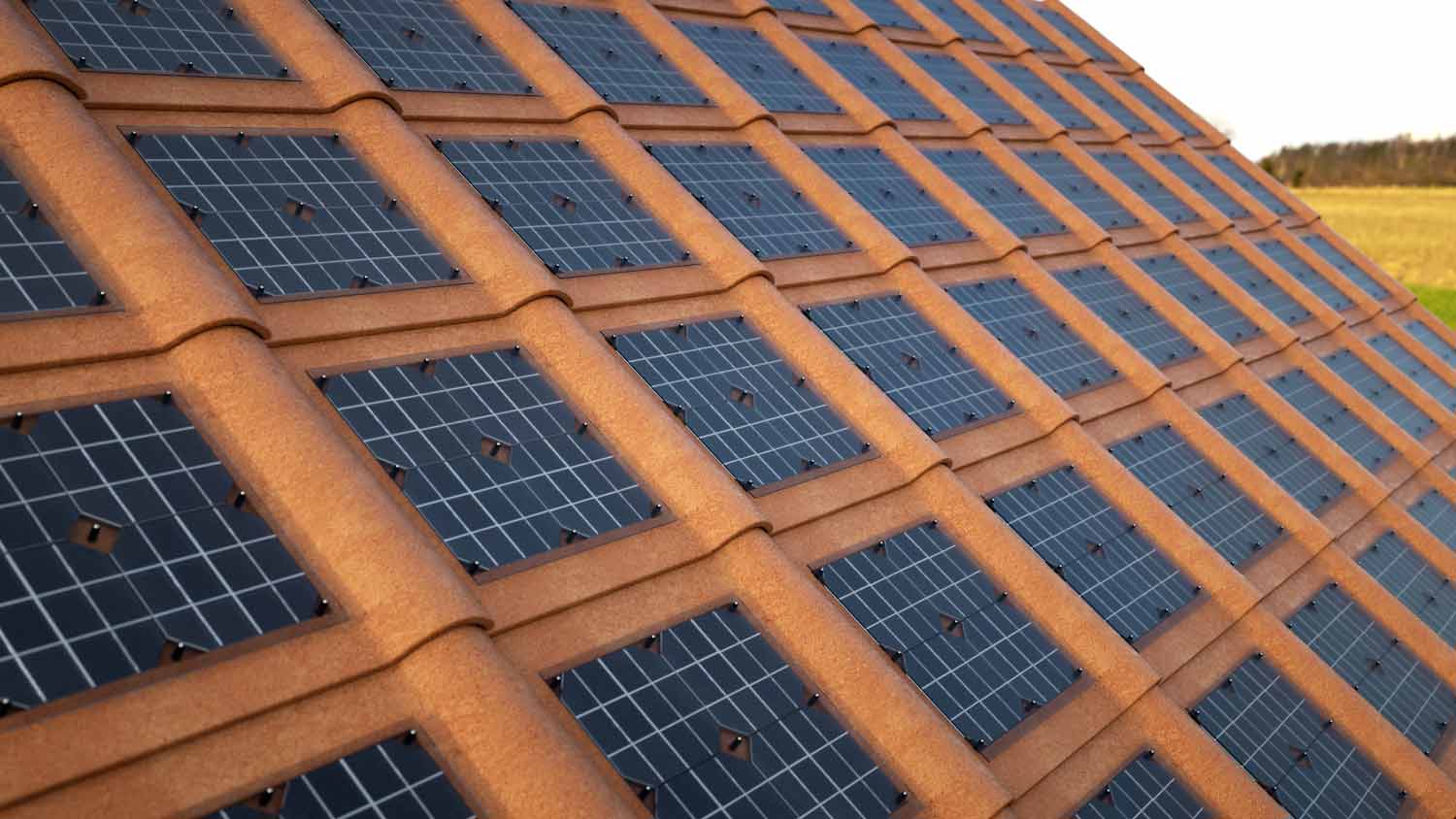 None Solar shingles are layed on a roof