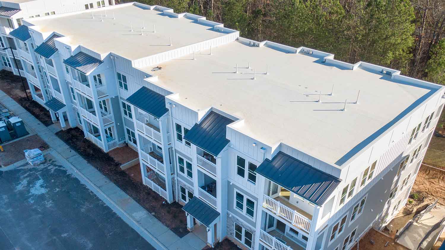 tpo roofing installed on a new apartment building