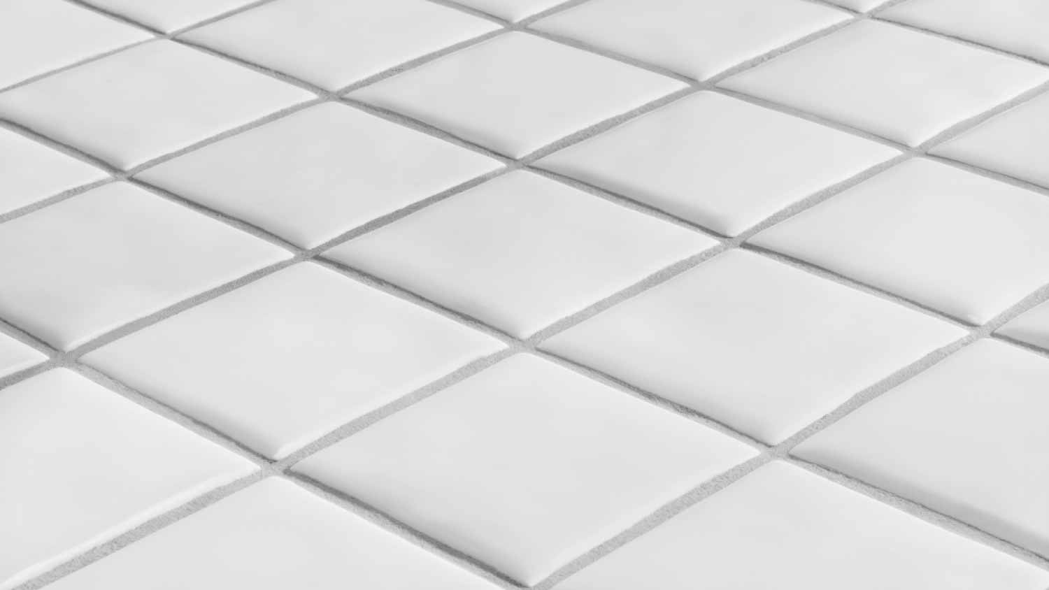 White tiles with gray grout
