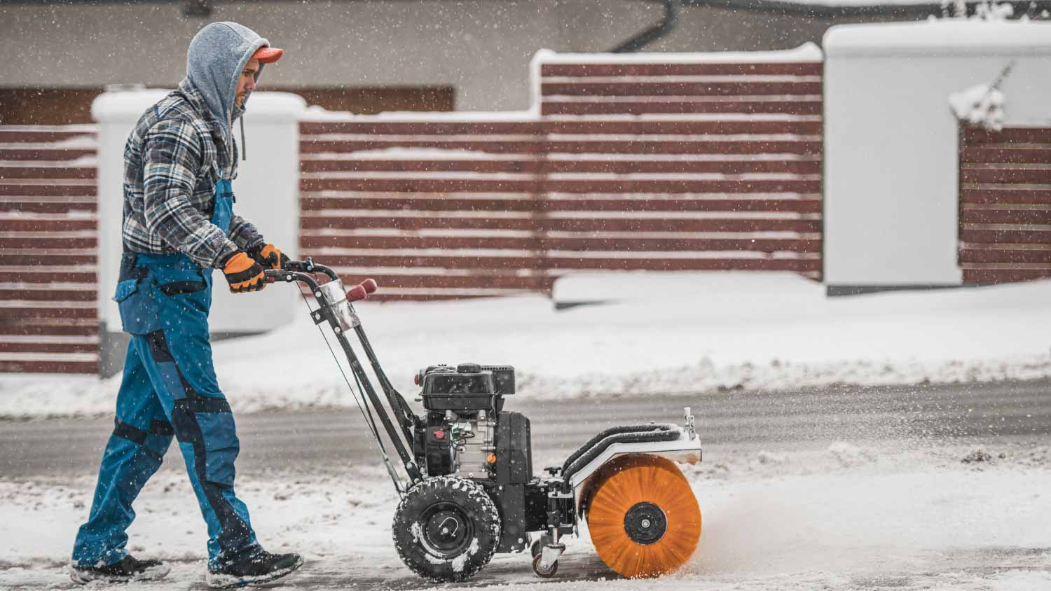 None Man removing snow
