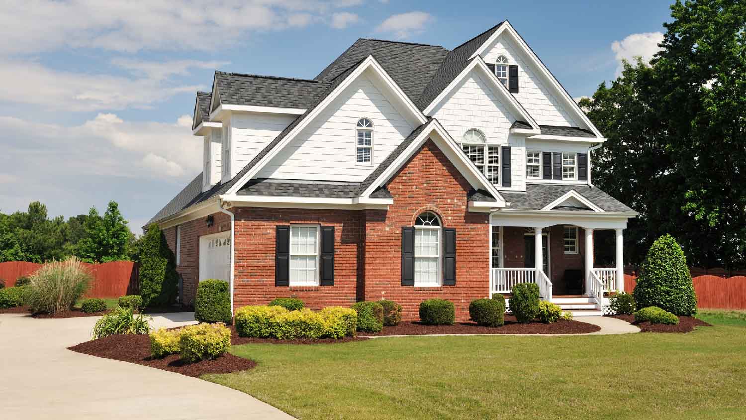 The exterior of a brick house