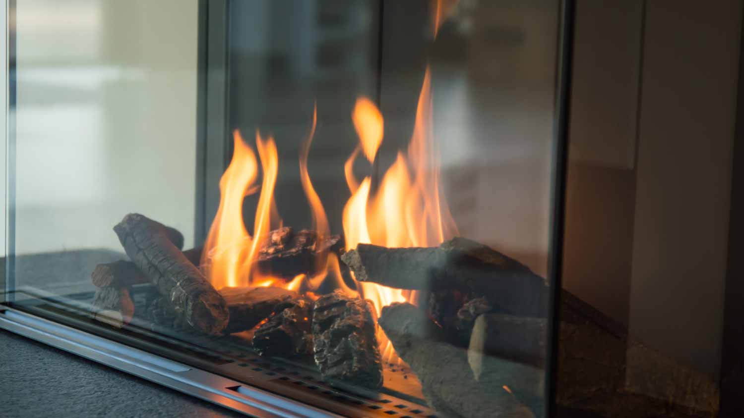 None Glass gas fireplace