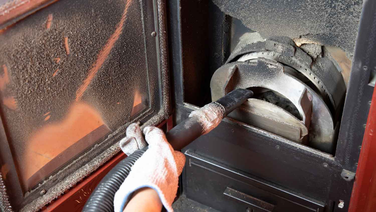 None person cleaning pellet stove