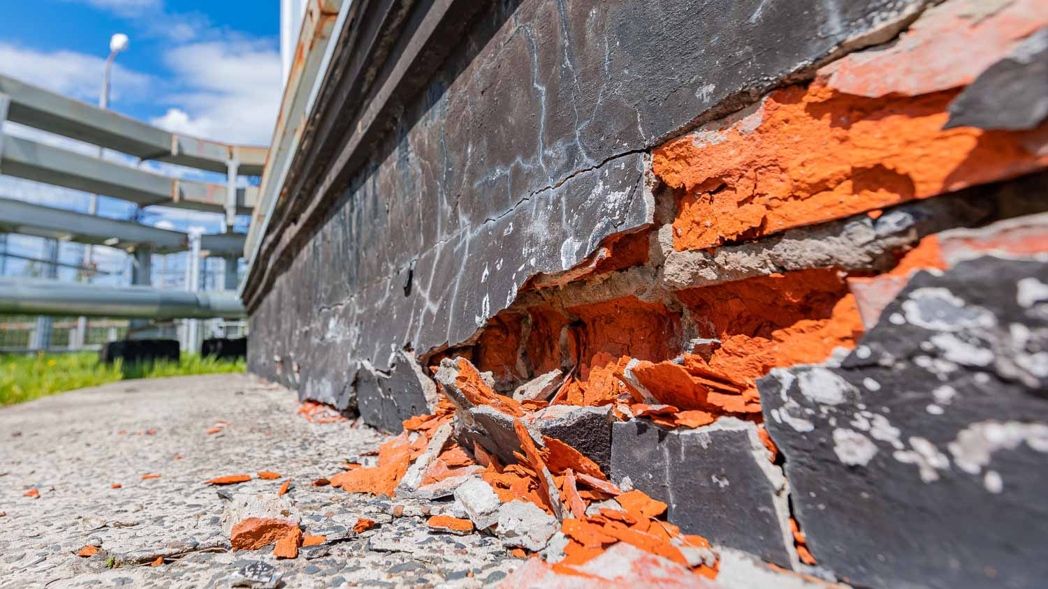 None Crack in brick building wall