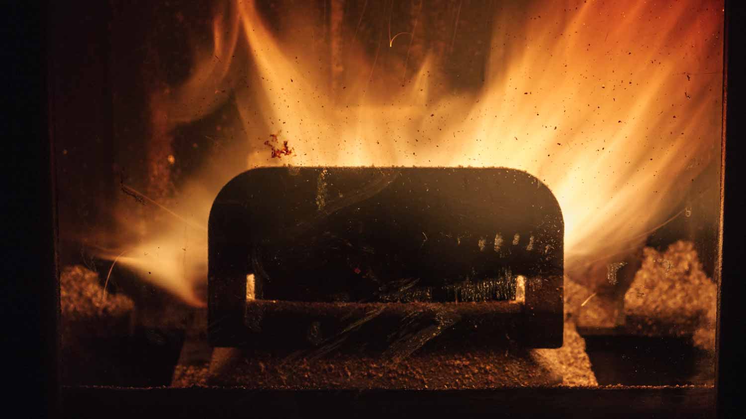 None Front view of a pellet stove